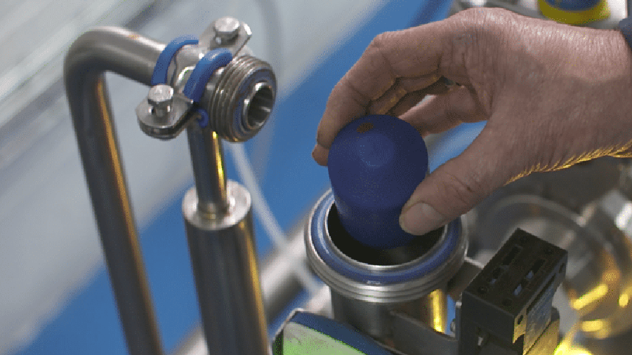 HPS pig being put in pigging system equipment