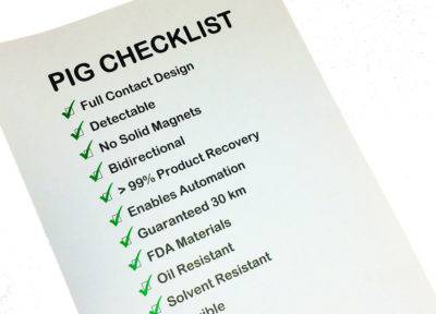 Pipeline pig checklist