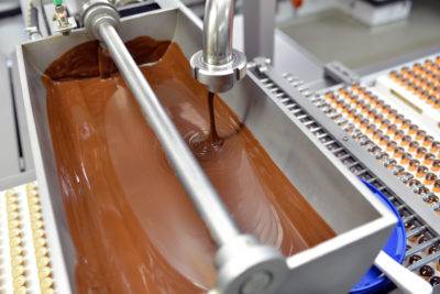 liquid chocolate processing in factory